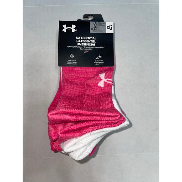 UNDER ARMOUR WOMENS 6 PAIR PINKs LIGHTWEIGHT NO SHOW SOCKS NEW - Picture 1 of 6